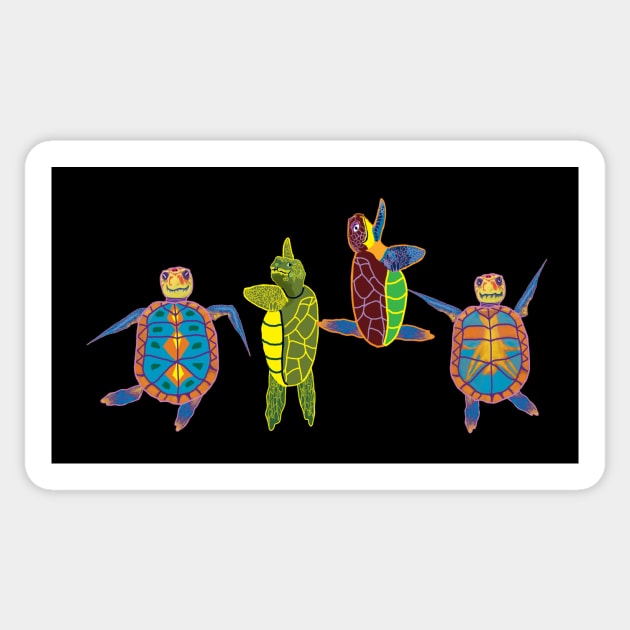 Dancing Turtles Sticker by Sam R. England